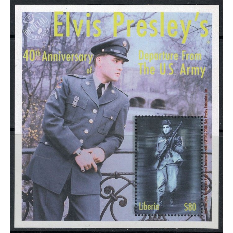 LIBERIA 2000 Elvis Presley (Servizio Militare) BF MNH**