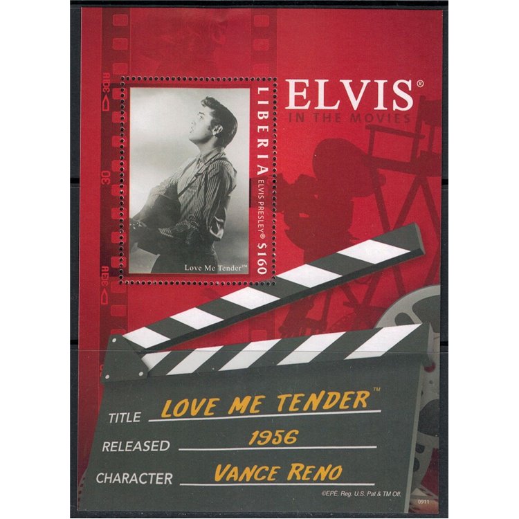 LIBERIA 2009 Elvis Presley, Love Me Tender (II) s/s MNH**