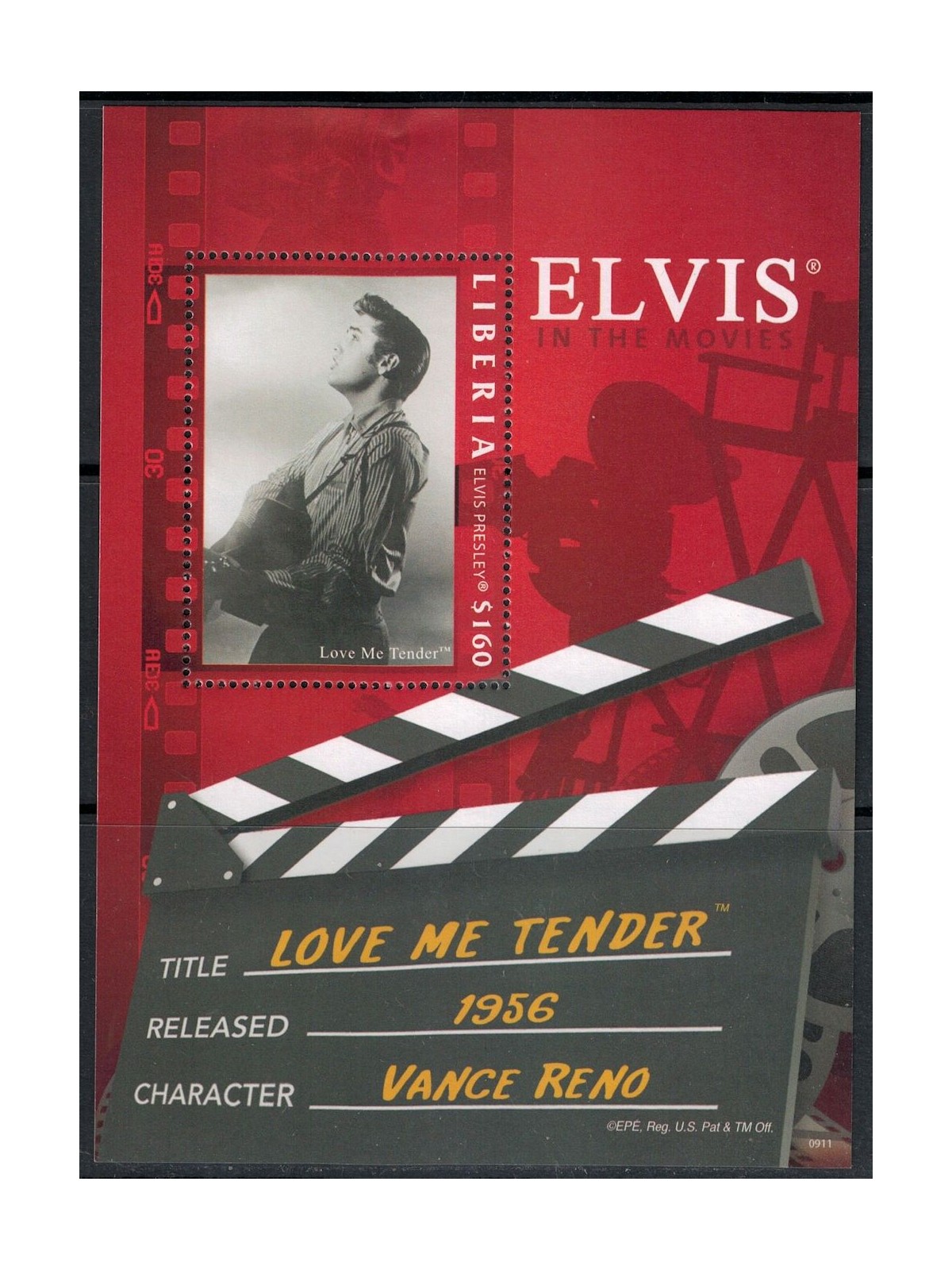 LIBERIA 2009 Elvis Presley, Love Me Tender (II) s/s MNH**