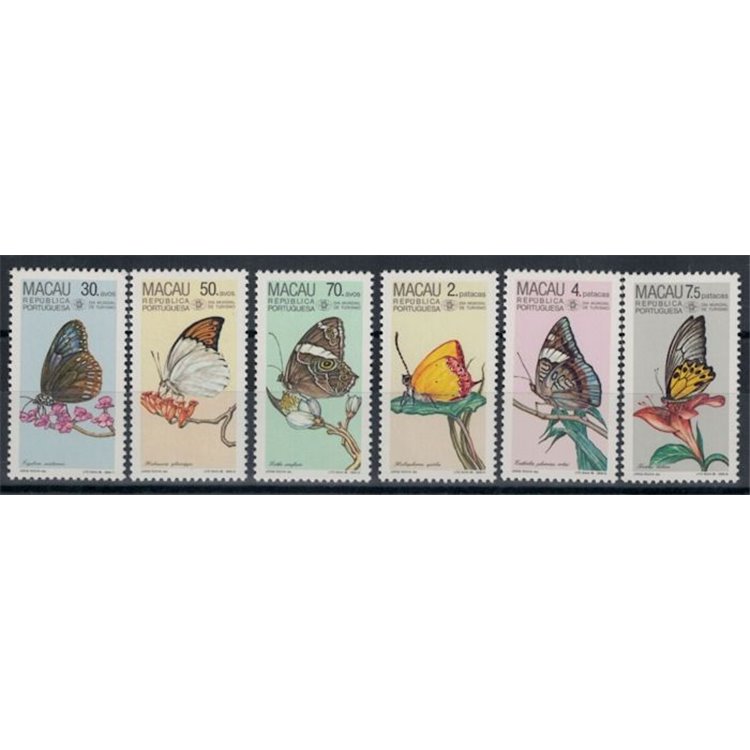 MACAU 1985 Butterflies 6v MNH**