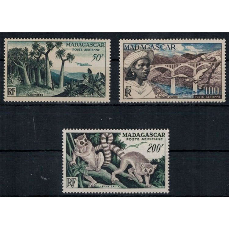 MADAGASCAR 1954 Airmail 3v MNH**