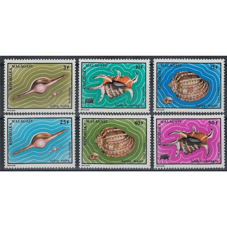 MADAGASCAR 1973 Conchiglie 6v MNH**