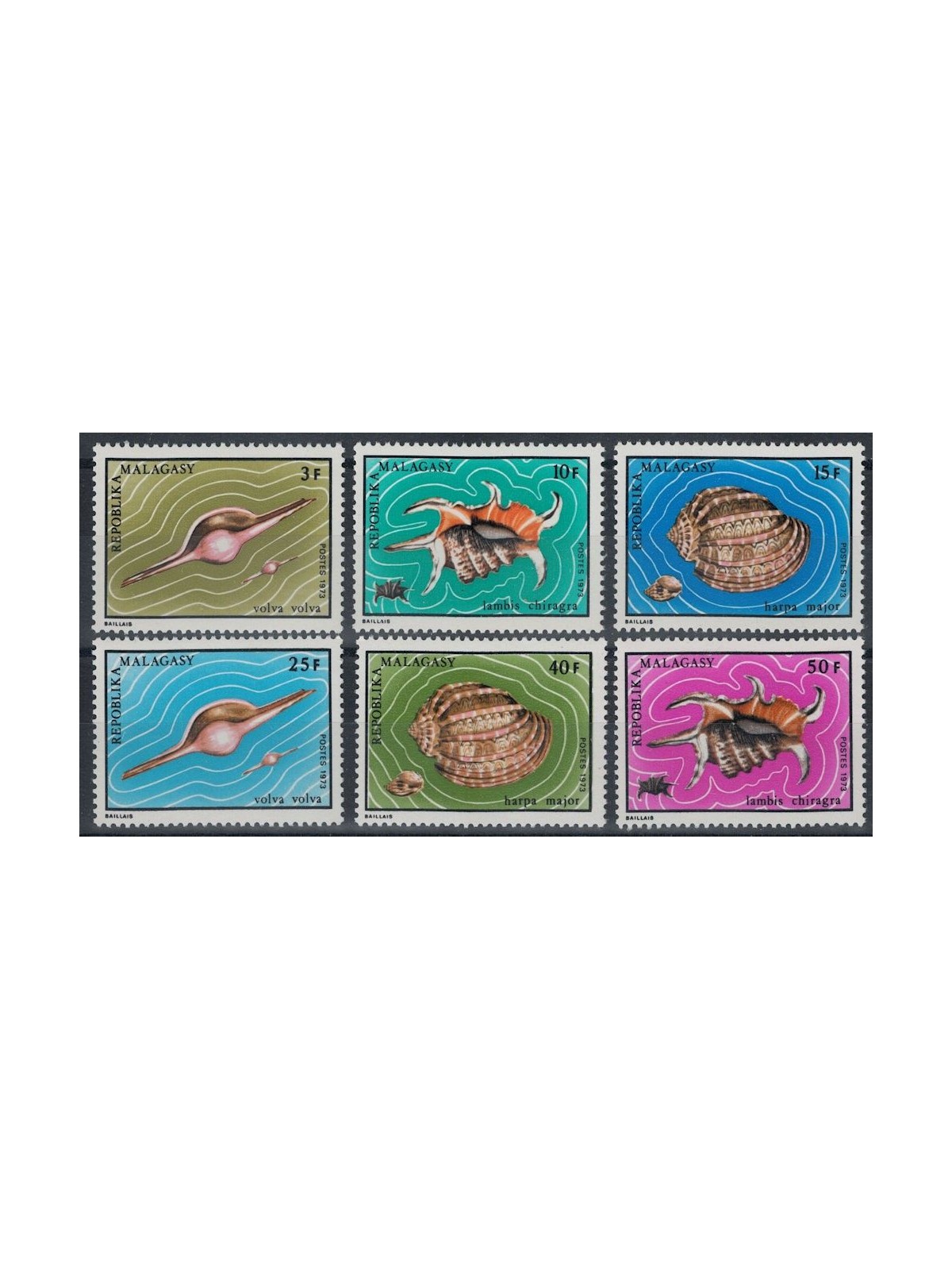MADAGASCAR 1973 Conchiglie 6v MNH**