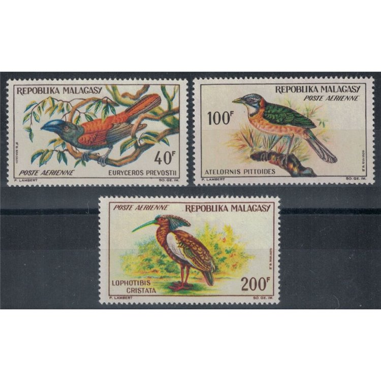 MADAGASCAR 1963 Wildlife, birds, airmail 3v MNH**