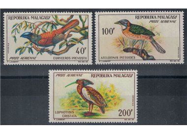 MADAGASCAR 1963 Fauna, uccelli, posta aerea 3v MNH**