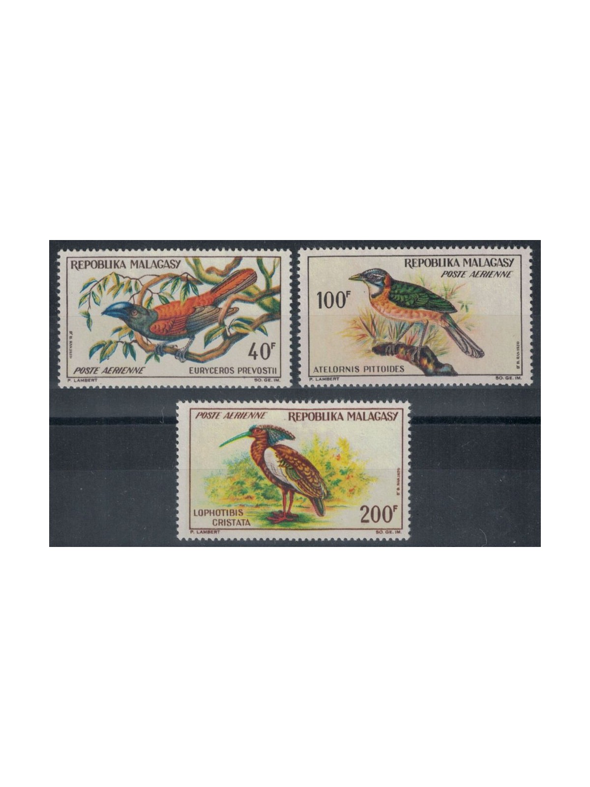 MADAGASCAR 1963 Fauna, uccelli, posta aerea 3v MNH**