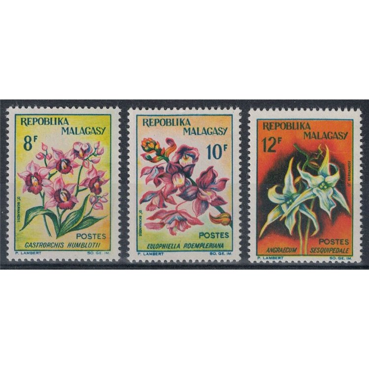 MADAGASCAR 1963 Orchids 3v MNH**