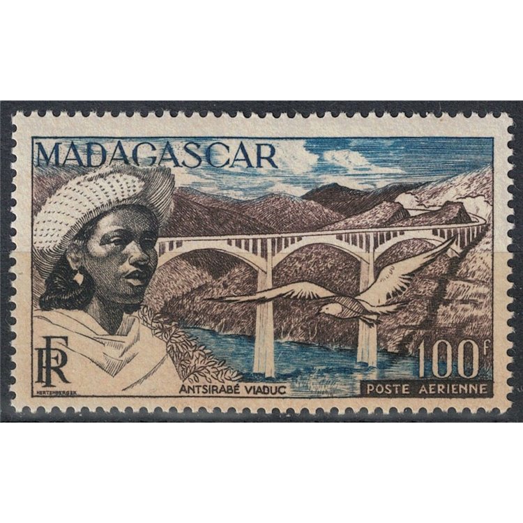 MADAGASCAR 1954 Posta aerea 100f MNH**