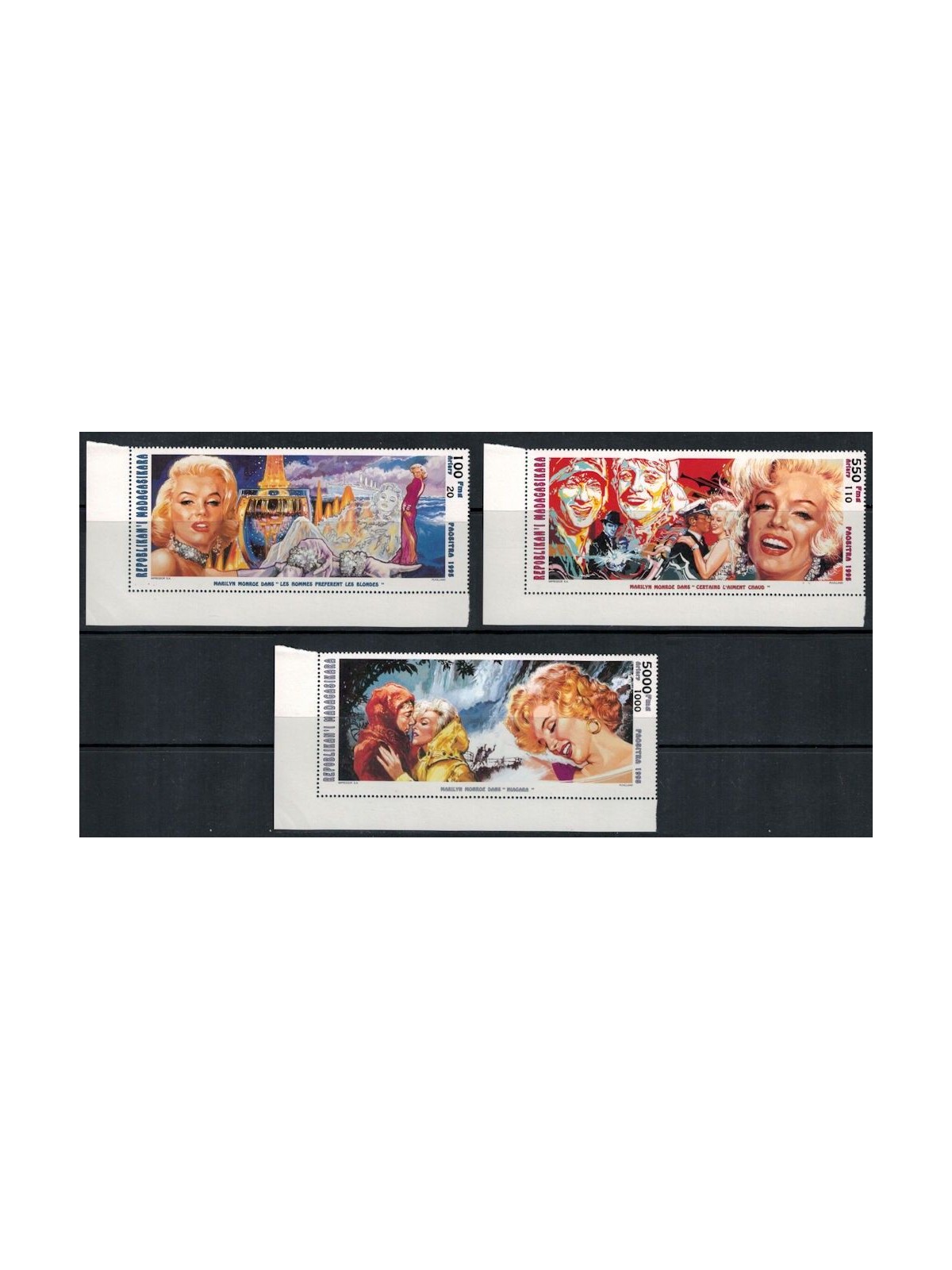 MADAGASCAR 1995 Marilyn Monroe 3v MNH**