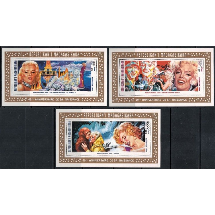 MADAGASCAR 1995 Marilyn Monroe 3 BF MNH**