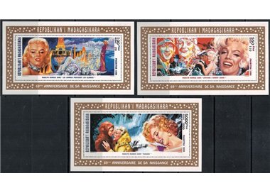 MADAGASCAR 1995 Marilyn Monroe 3 BF MNH**