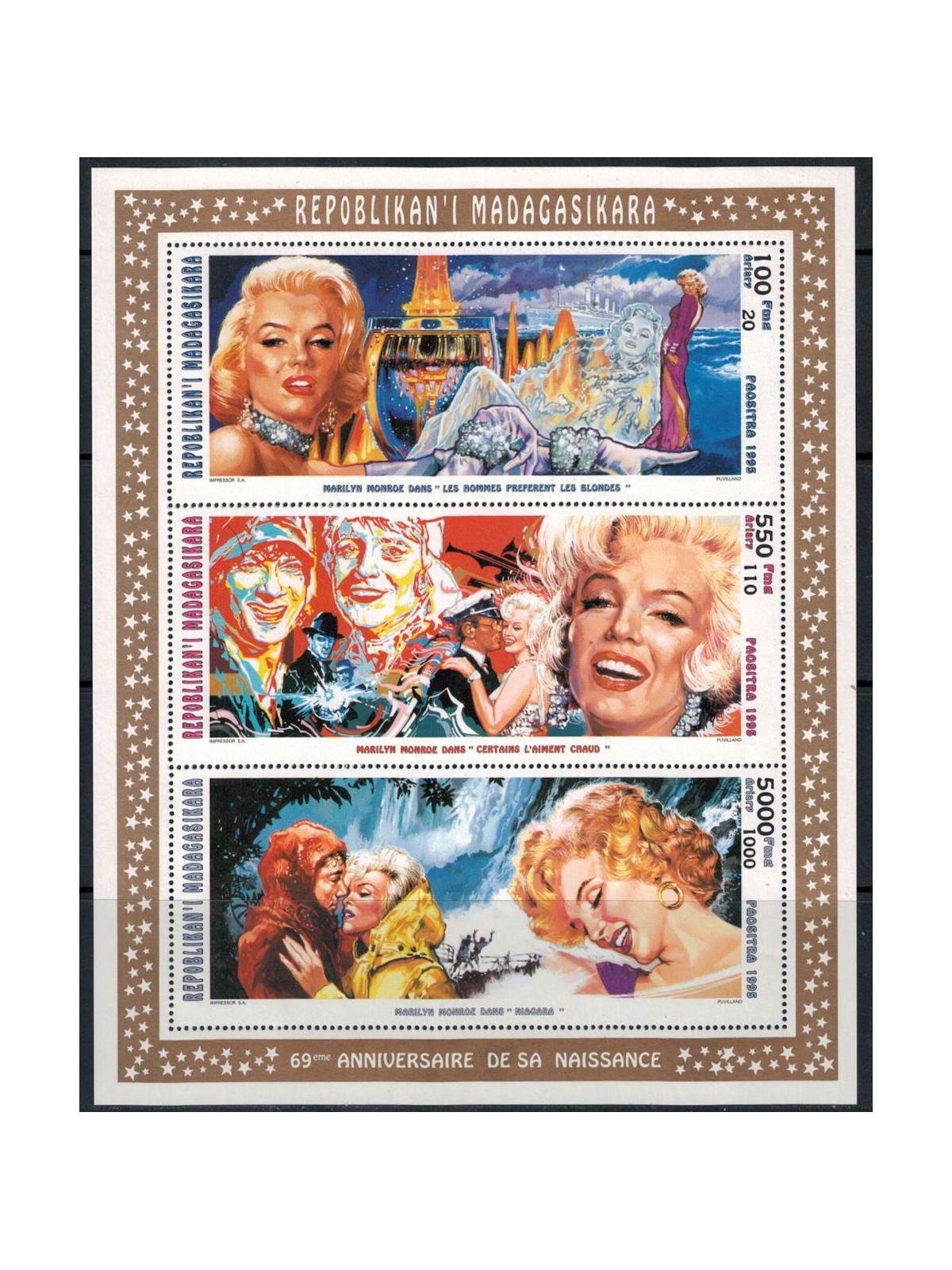 MADAGASCAR 1995 Marilyn Monroe MF MNH**