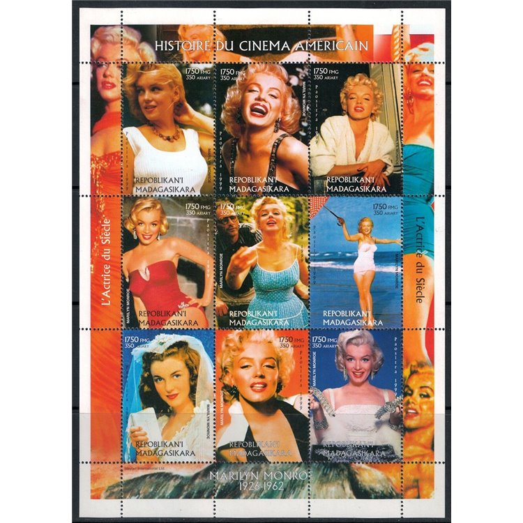 MADAGASCAR 1999 Cinema (Marilyn Monroe) 9v MNH**