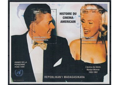 MADAGASCAR 1999 Cinema (Ronald Reagan and Marilyn Monroe) s/s MNH**