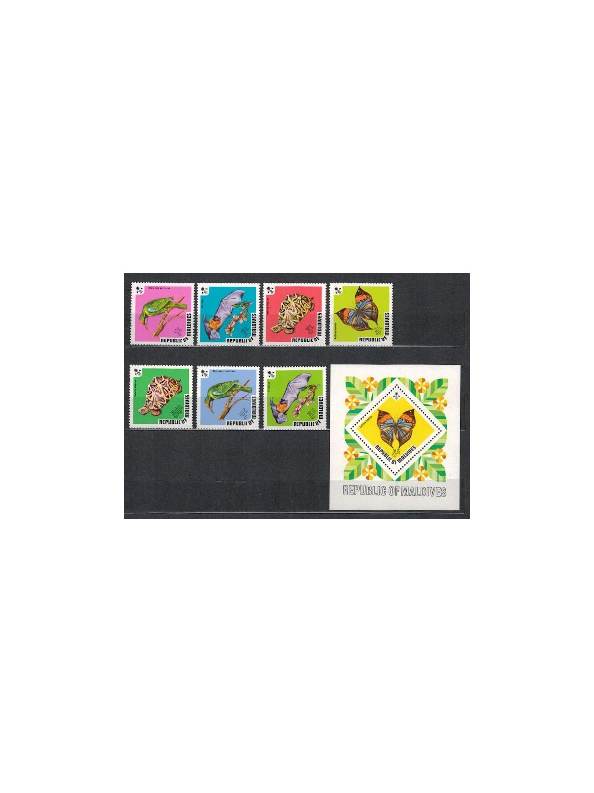 MALDIVE 1973 Fauna, animali 7v + 1 BF MNH**