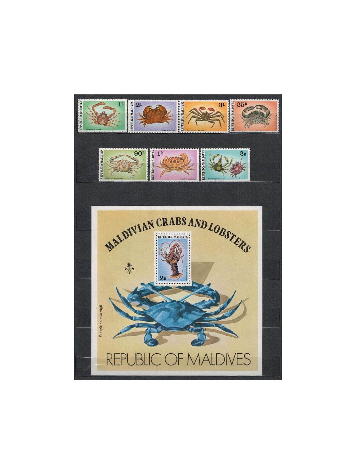 MALDIVE 1978 Fauna marina, granchi 7v + 1 BF MNH**