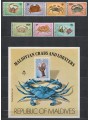 MALDIVE 1978 Fauna marina, granchi 7v + 1 BF MNH**