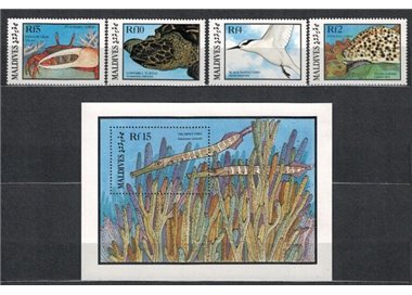 MALDIVE 1986 Fauna, animali 4v + 1 BF MNH**