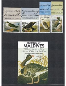MALDIVES 1986 John James Audubon, birds (III) 4v + 1 s/s MNH**