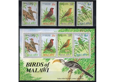 MALAWI 1985 John James Audubon, birds 4v + 1 s/s MNH**