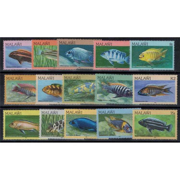 MALAWI 1984 Definitive series, fish 15v MNH**