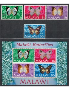MALAWI 1973 Fauna, butterflies 4v + 1 s/s MNH**