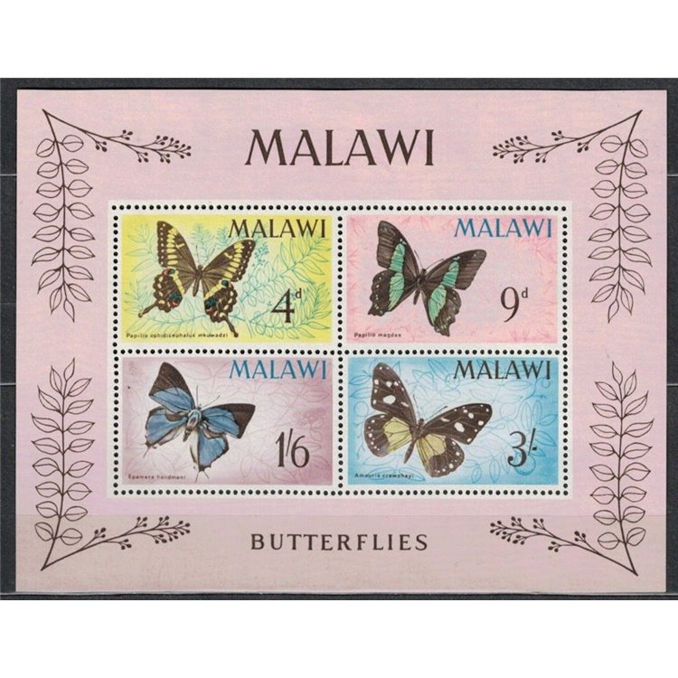 MALAWI 1966 Fauna, butterflies s/s MNH**
