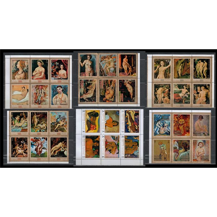 MANAMA 1970-71 Nude Art Famous Painters 36 differents stamps MNH**