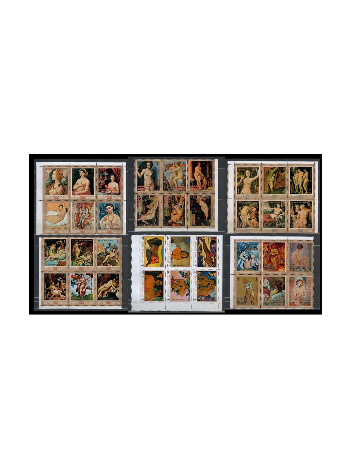 MANAMA 1970-71 Nude Art Famous Painters 36 differents stamps MNH**
