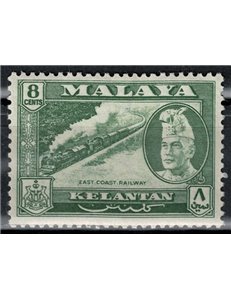 MALESIA 1957 (Kelantan) Serie ordinaria, ferrovia MNH**
