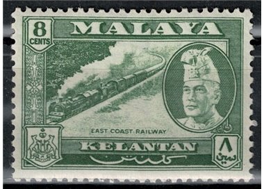 MALESIA 1957 (Kelantan) Serie ordinaria, ferrovia MNH**