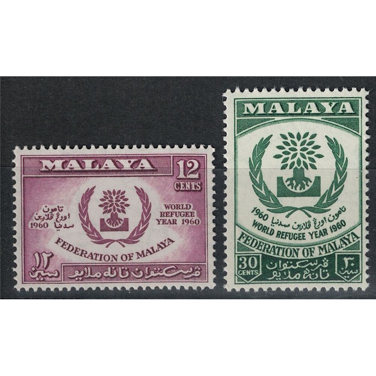 MALAYSIA 1960 World Refugee Year 2v MNH**
