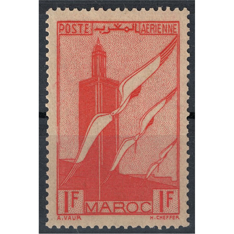 MAROCCO 1939-40 Posta aerea, 1 f. rosso MNH**