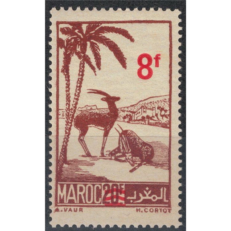 MOROCCO 1948 8f. on 20f lilac brown MNH**