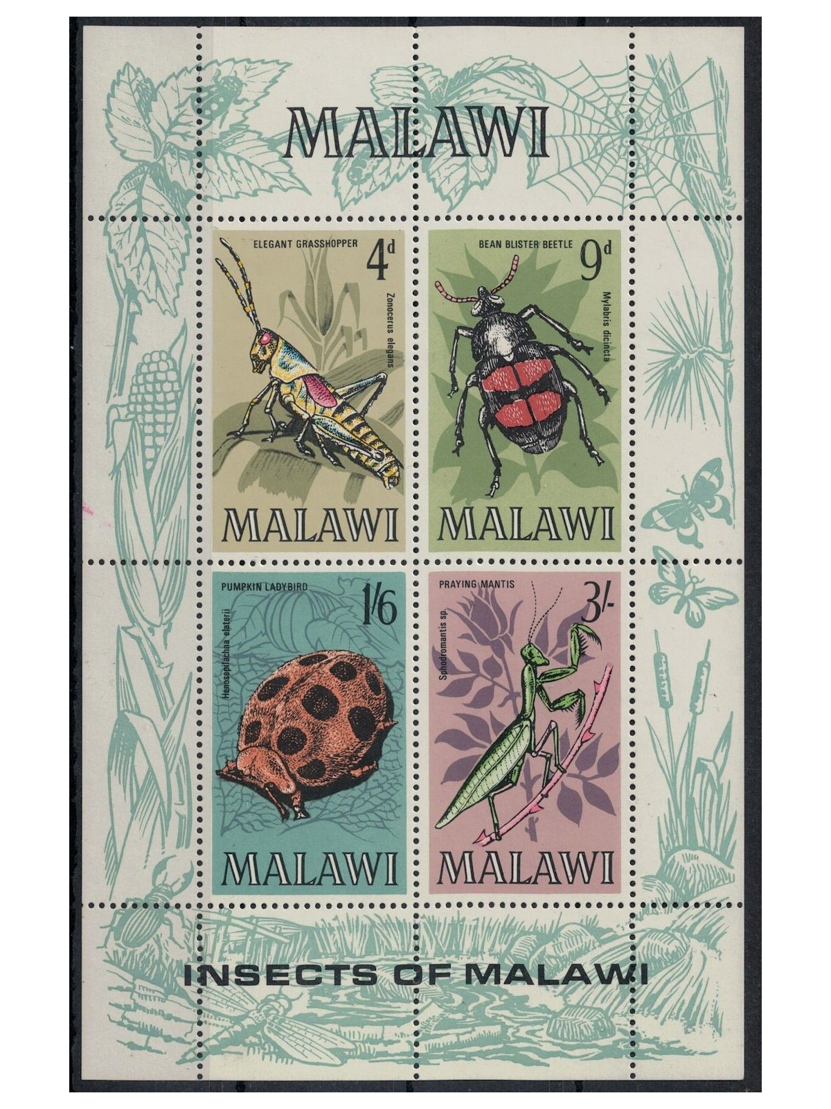 MALAWI 1969 Fauna, insects s/s MNH**