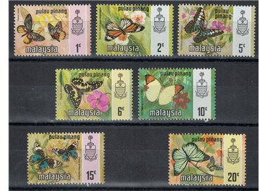 MALAYSIA 1971 (Pulau Pinang) Butterflies 7v MNH**