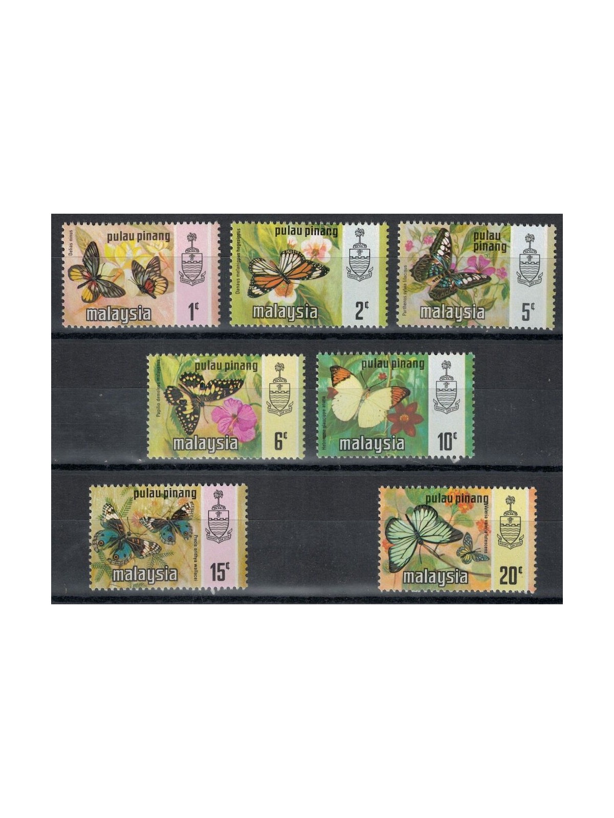 MALAYSIA 1971 (Pulau Pinang) Butterflies 7v MNH**