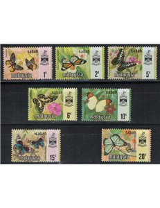 MALESIA 1971 (Sabah) Farfalle 7v MNH**