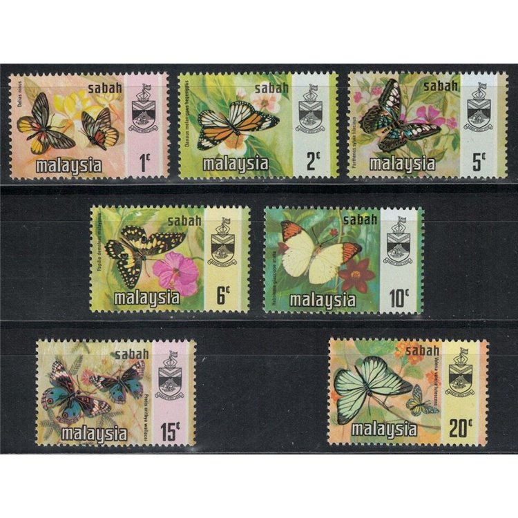 MALAYSIA 1971 (Sabah) Butterflies 7v MNH**