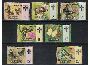 MALESIA 1971 (Sarawak) Farfalle 7v MNH**
