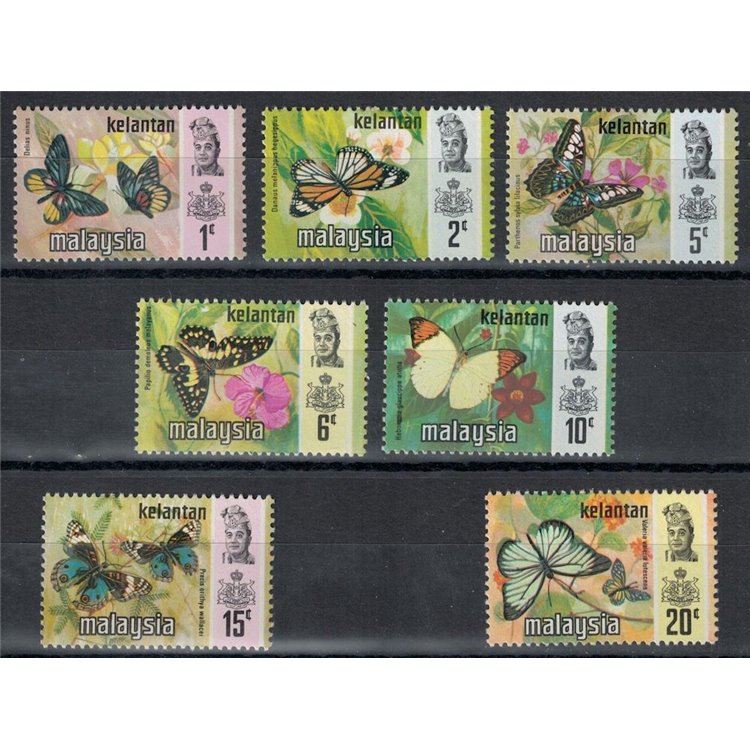 MALESIA 1971 (Kelantan) Farfalle 7v MNH**