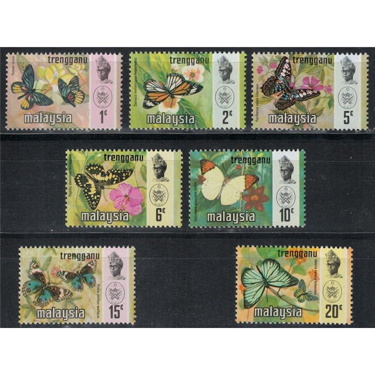 MALAYSIA 1971 (Trengganu) Butterflies 7v MNH**