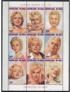 MALI 1996 Marilyn Monroe 9v MNH**