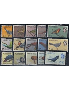 MAURITIUS 1965/67 Ordinary, birds - Definitives, birds 15 v