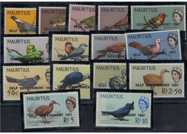 MAURITIUS 1967 Autogoverno, uccelli - Self Government, birds 15 v