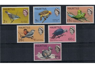 MAURITIUS 1968 Ordinary, birds - Definitives, birds 6 v