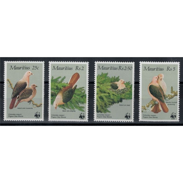 MAURITIUS 1985 WWF, birds 4 v
