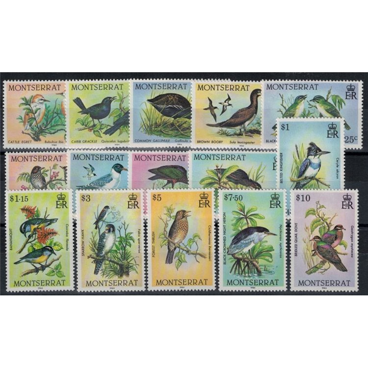 MONTSERRAT 1984 Serie ordinaria, uccelli 15v MNH**