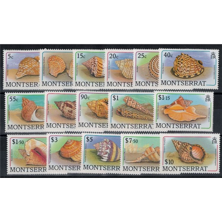 MONTSERRAT 1988 Marine fauna, shells 16v MNH**