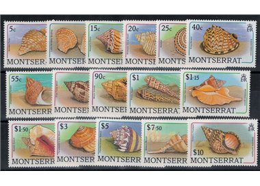 MONTSERRAT 1988 Marine fauna, shells 16v MNH**
